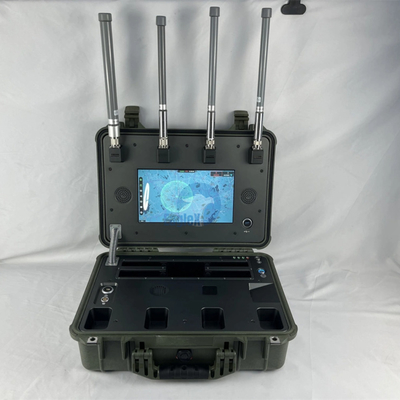 5km~10km 360° Volle luchtruimte IP66 Beschermingsniveau 900M 1.4G 2.4G 5.2G 5.8GHz 10 uur Operatie Drone detector detectie