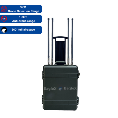 Draagbare draagbare drone jammer met detector 3 km detectie en 2 km jamming systeem Anti FPV drone