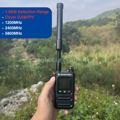 1.5-2KM Handheld FPV Drone detector Detectie 8001500MHz、24002485MHz、57255850MHz