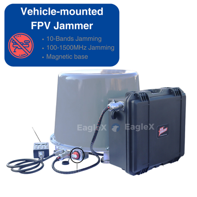 100MHz-1500MHz Voertuig gemonteerd Voertuiggebruik FPV Drone Jammer Tegenmaatregelapparatuur met magnetische basis